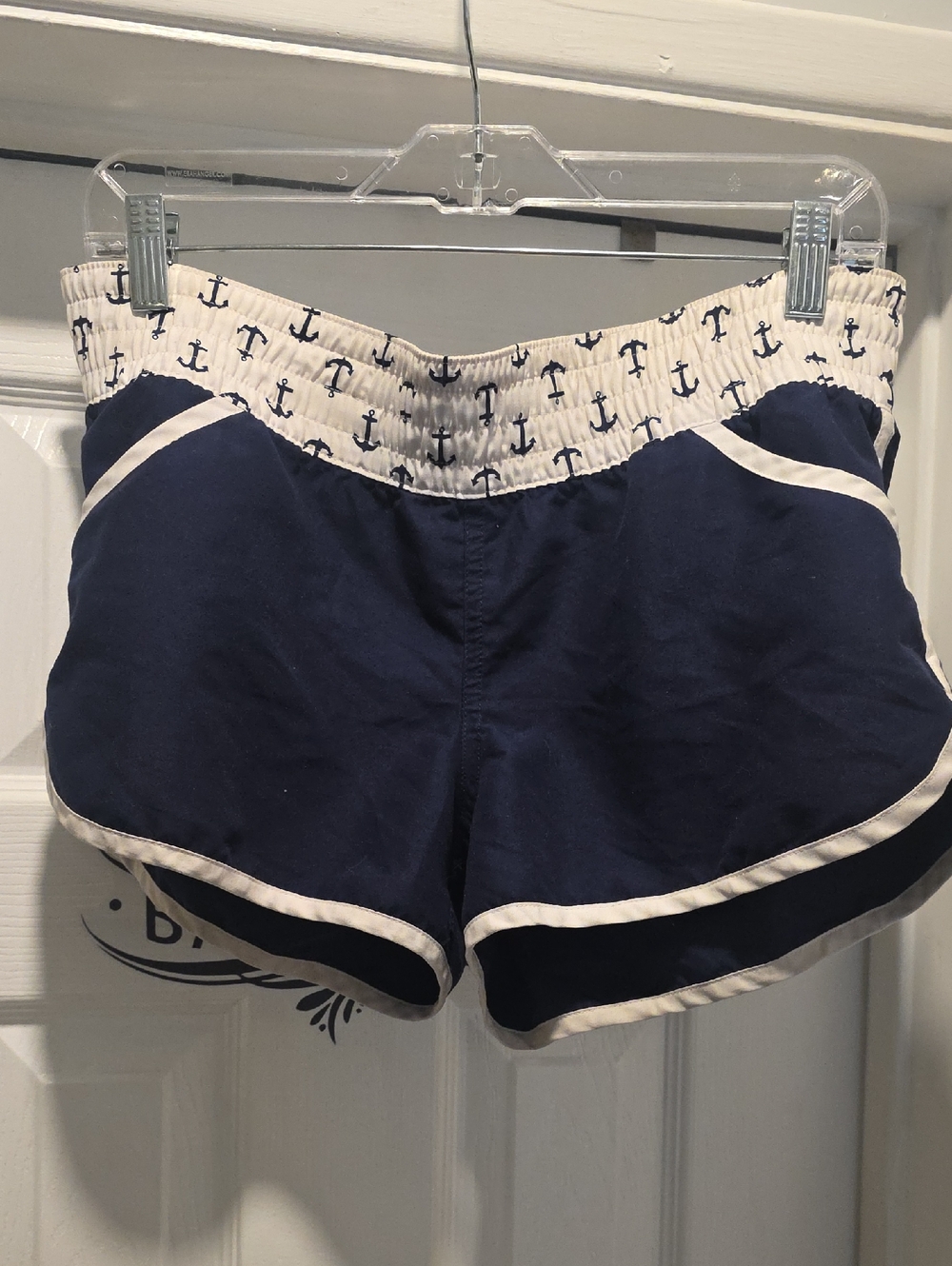 Xhilaration Navy Athletic Shorts with White Anchor Waistband